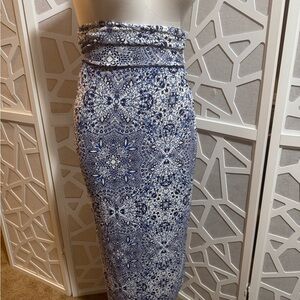 Blue and White Patterned Skirt